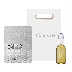 IT'S SKIN SET Elasticity Power 10 Formula Co Effector serumas, didinantis odos elastingumą 30ml + Collagen Eye Mask Sheet kolageninė kaukė po akimis 3g