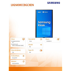 Profesionalus monitorius KIOSK KM24C 24 colių matinio paviršiaus, jutiklinis 16h/7 250(cd/m2) 1920 x 1080(FHD) Win10 IoT Celeron 3 metai d2d (LH24KMCCBGCXEN)