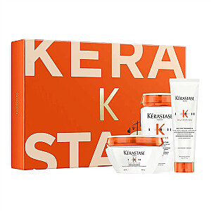 KERASTASE SET Nutritive šampūnas maitinantis sausoms plaukams 250ml + plaukų kaukė 200ml + terminis nektaras plaukams 150ml