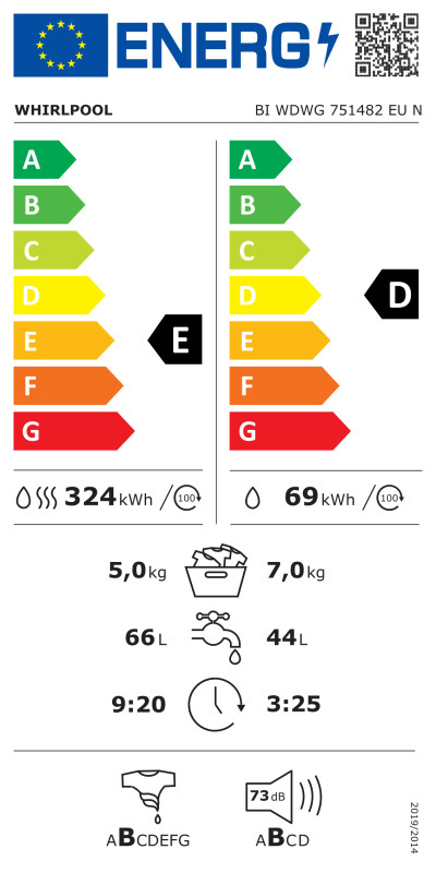 Встраиваемая стиральная машина Whirlpool BI WDWG 751482 EU N