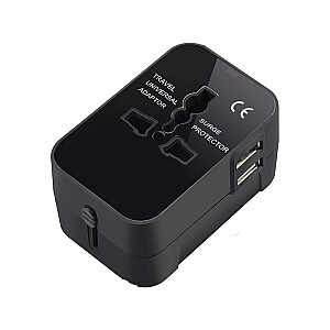 Fusion lādētāja adapteris UK | US | US | AU | CH | EU | USB 2.1A | (220V) melns