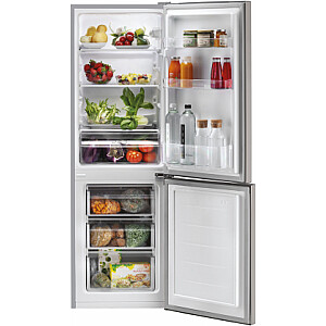 Candy CCG1L314ES Refrigerator, E, Free standing, Combi, Height 144 cm, Fridge net 109 L, Freezer net 48 L, Silver