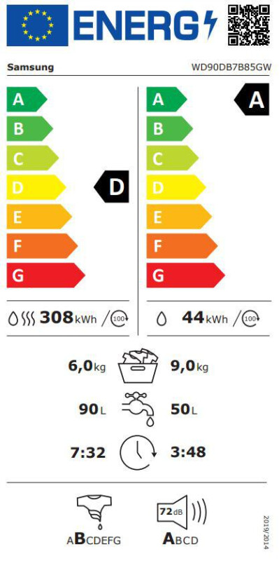Стиральная машина с сушкой Samsung WD90DB7B85GWU4