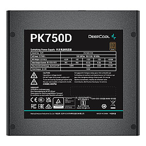 DeepCool PK750D maitinimo šaltinis 750 W 20+4 pin ATX Juodas