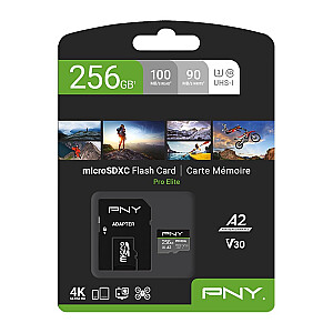 PNY PRO Elite microSDXC 256 GB + SD adapteris