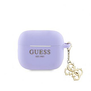 Guess - Airpods 3 Case Silicone Classic Logo Gold With 4G Charm Purple