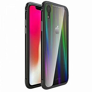 Luphie Apple iPhone XR Aurora Condom Aluminium Frame + TPU Case Black Clear