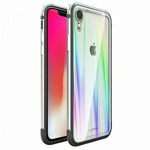 Luphie Apple iPhone XR Aurora Condom Aluminium Frame + TPU Case Silver