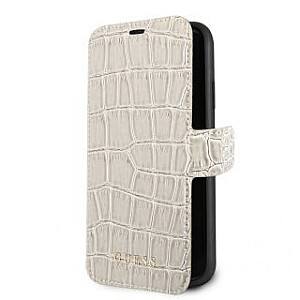 Guess Apple iPhone XR PU Leather Crocodile Print Booktype With Stand Beige