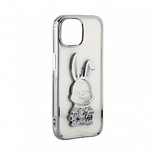 iLike Apple iPhone 15 Silicone Case Print Desire Rabbit Silver