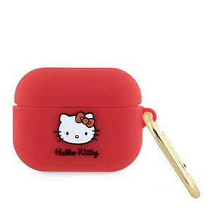 Hello Kitty Apple Airpods Pro dėklas Silikoninis 3D Katės Galva Raudona