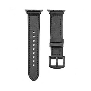 Connect Universal Watch 42/44/45mm Silicone patch Leather Strap (132mm M/L) Black