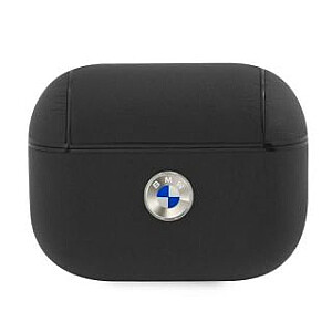 BMW BMW BMAPSSLBK AirPods Pro cover czarny/black Geniune Leather Silver Logo