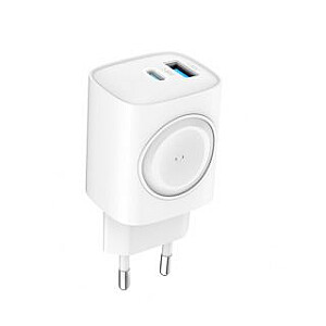 Evelatus 2 in 1 Charger 20W Max USB-C+USB-A:15W Max USB-C+USB-A+Wireless:15W+2W 17W Max White