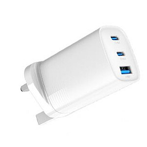 Evelatus 65W Max Быстрая Зарядка UK USB-C1/USB-C1/USB-A Белая