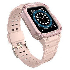 Hurtel Protect Strap Band with Case for Apple Watch 7 / SE (45/44 / 42mm) Case Armored Watch Cover Pink