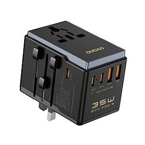 Dudao Dudao A35Pro 35W EU / UK / AUS / US / JP адаптер для путешествий 3x USB-C 2x USB-A - черный