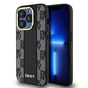 DKNY Apple DKNY PU Leather Checkered Pattern Magsafe Case for iPhone 15 Pro Max Black