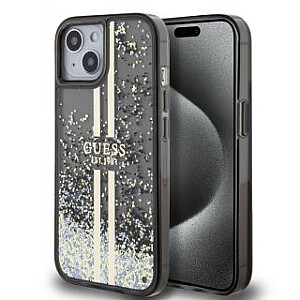 Guess - Чехол Guess PC/TPU с жидким блеском и золотой полоской для iPhone 15 черный