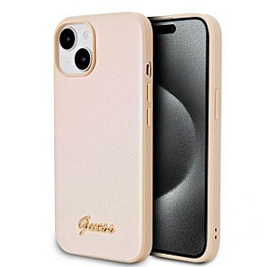 Guess - Guess PU Leather Iridescent Metal Script Case for iPhone 15 Gold