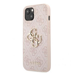 Guess - Guess PU 4G Metal Logo dėklas iPhone 13 rožinis