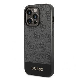 Guess - Guess PU 4G juostelė dėklas iPhone 14 Pro pilkas