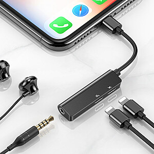 Baseus CALL52-01 Universāls Audio Adapteris ar Uzlādi Lightning -> 3.5mm Melns