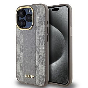 DKNY Apple DKNY PU кожаный чехол с клетчатым узором Magsafe для iPhone 15 Pro Max бежевый