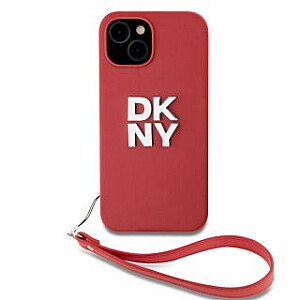 DKNY Apple DKNY PU Leather Stack Logo Wrist Strap Case for iPhone 14 Red