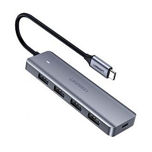 Ugreen Ugreen USB Type C HUB - 4x USB 3.2 Gen 1 su USB-C maitinimo jungtimi pilkas (CM219 70336)