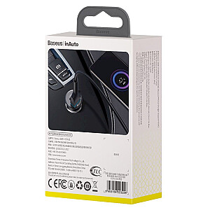 Baseus CCYS-C01 Auto Lādētājs USB-C / USB / 3A / 30W / Quick Charge 3.0 Melna