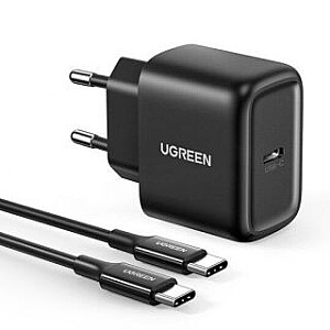 UGREEN CD250, 25 W, USB-C (melns) + USB-C uz USB-C kabelis, 2 m (melns)