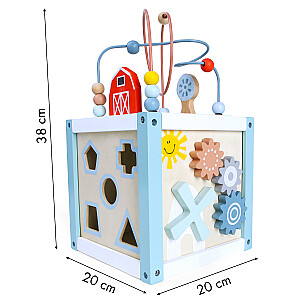Medinis edukacinis kubo rūšiuotojas + blokai Ecotoys