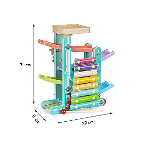 Деревянная рампа с 6 машинами + ксилофон от ECOTOYS