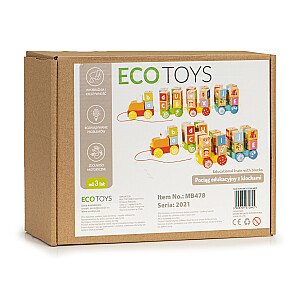 Деревянный поезд большие образовательные блоки алфавит Ecotoys