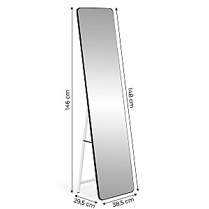 Didelis stovintis stačiakampis veidrodis, siauras rėmas, 148 cm
