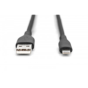 Силиконовый силовой кабель USB-A - Lightning, USB 2.0 12W, сертифицированный MFI, 2м Черный