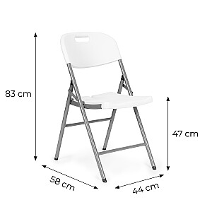 2 saliekamo krēslu komplekts, HDPE materiāls, balta krāsa