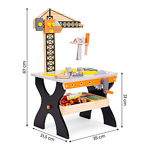 Medinė dirbtuvė vaikams įrankių stalas ECOTOYS