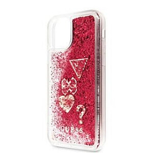 Guess Apple iPhone 11 Pro Glitter Hearts Cover Rapsberry