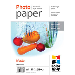 Матовая фотобумага ColorWay, 20 листов, A4, 190 г / м²