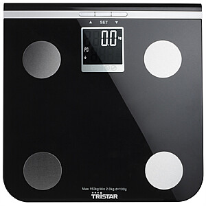 Весы Tristar Максимальный вес (емкость) 150 кг, Точность 100 г, Функция памяти, 10 пользователей, Черный
