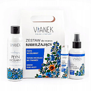 VIANEK SET Veido rinkinys Drėkinantis tonikas - purškiklis 150ml + kremas po akimis 15ml + micelinis skystis 200ml