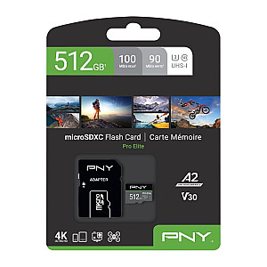 PNY PRO Elite microSDXC 512 GB + SD adapteris