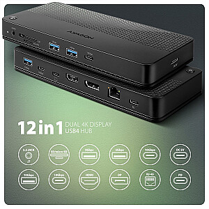 HMC-U4 Многопортовый USB хаб 12в1 USB 4.0 40Гбит/с LAN HDMI DP PD аудио