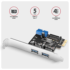 PCEU-232RS Контроллер PCIe 2+2x порт USB 3.2 GEN 1, UASP, SP & LP 15-контактное питание SATA