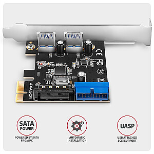 PCEU-232RS Контроллер PCIe 2+2x порт USB 3.2 GEN 1, UASP, SP & LP 15-контактное питание SATA