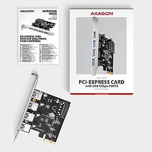PCEU-430RS Kontrolieris PCIe 4x USB 3.2 GEN 1, UASP, Renesas mikroshēma, 15-pinu SATA barošanas avots