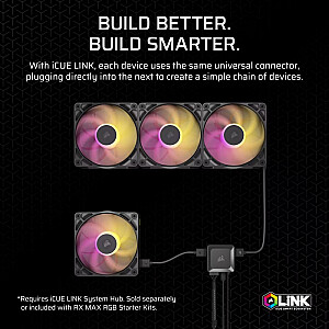 iCUE LINK RX120 MAX RGB 120mm vienas ventilators