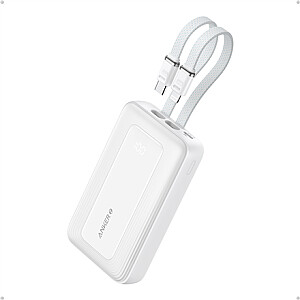 Anker | Power Bank | A1680H21 | 10000 mAh | USB-C 30W, Lightning 27W | Iebūvēti USB-C un Lightning kabeļi | Balts